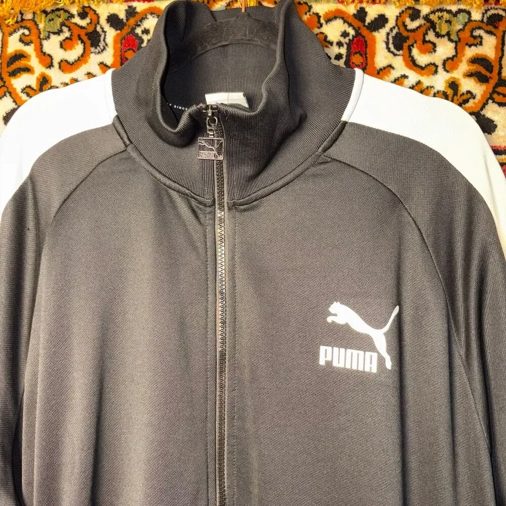 PUMA Men's 3XL Black Track Jacket White Stripes Full Zip XXXL Athletic Jacket - Picture 3 of 7